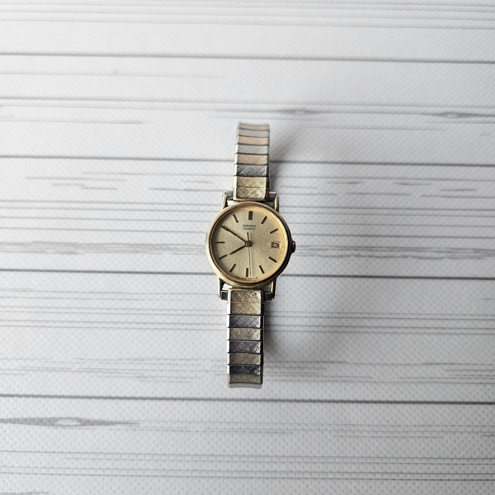Seiko Quartz Watch Women Gold Two Tone Speidel Band 2A22-0040 RO